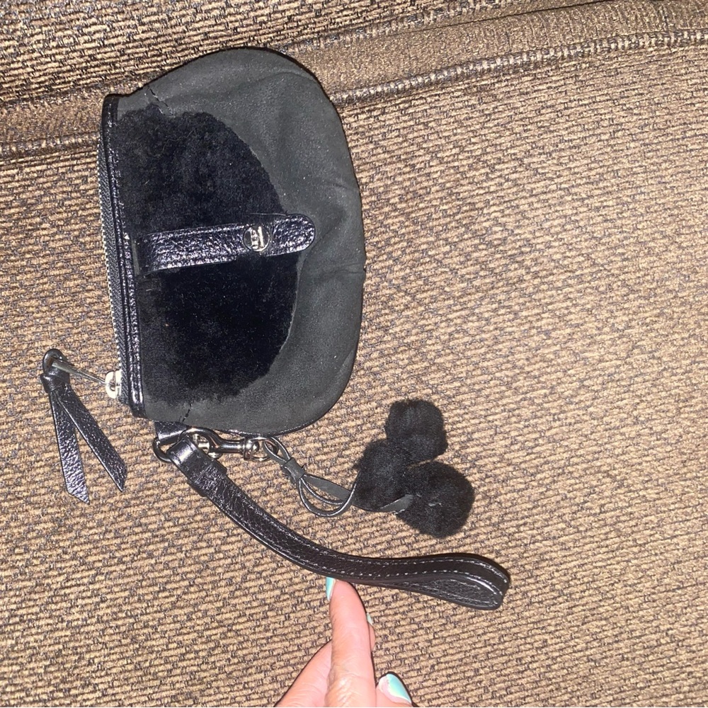 Black Wristlet with Pom Poms
